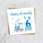 6th Birthday Card For Boy, Train Birthday Card Age 6, Steam Train Sixth Birthday Card, Train Lover Card (S00178) - Blank Inside - Sent To You (S00178)