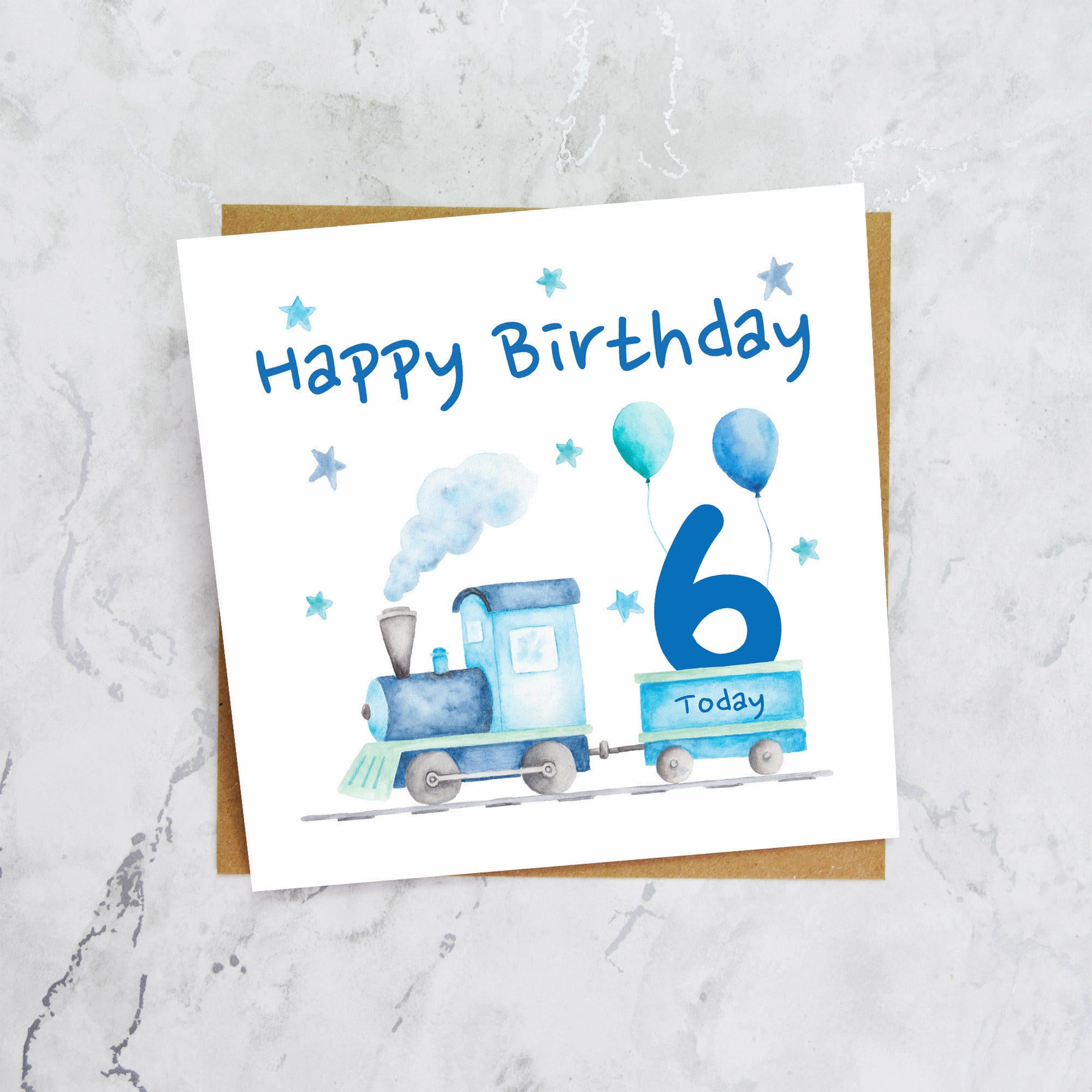 6th Birthday Card For Boy, Train Birthday Card Age 6, Steam Train Sixth Birthday Card, Train Lover Card (S00178) - Blank Inside - Sent To You (S00178)