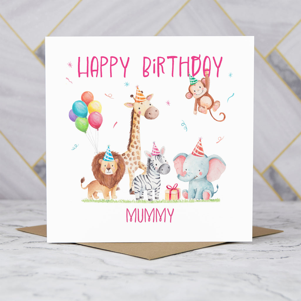 Mummy Birthday Card, Safari Animal Birthday Card For Girls, Cute Jungle Animals Card, Special Mummy (S00182) - Blank Inside - Sent To You (S00182)