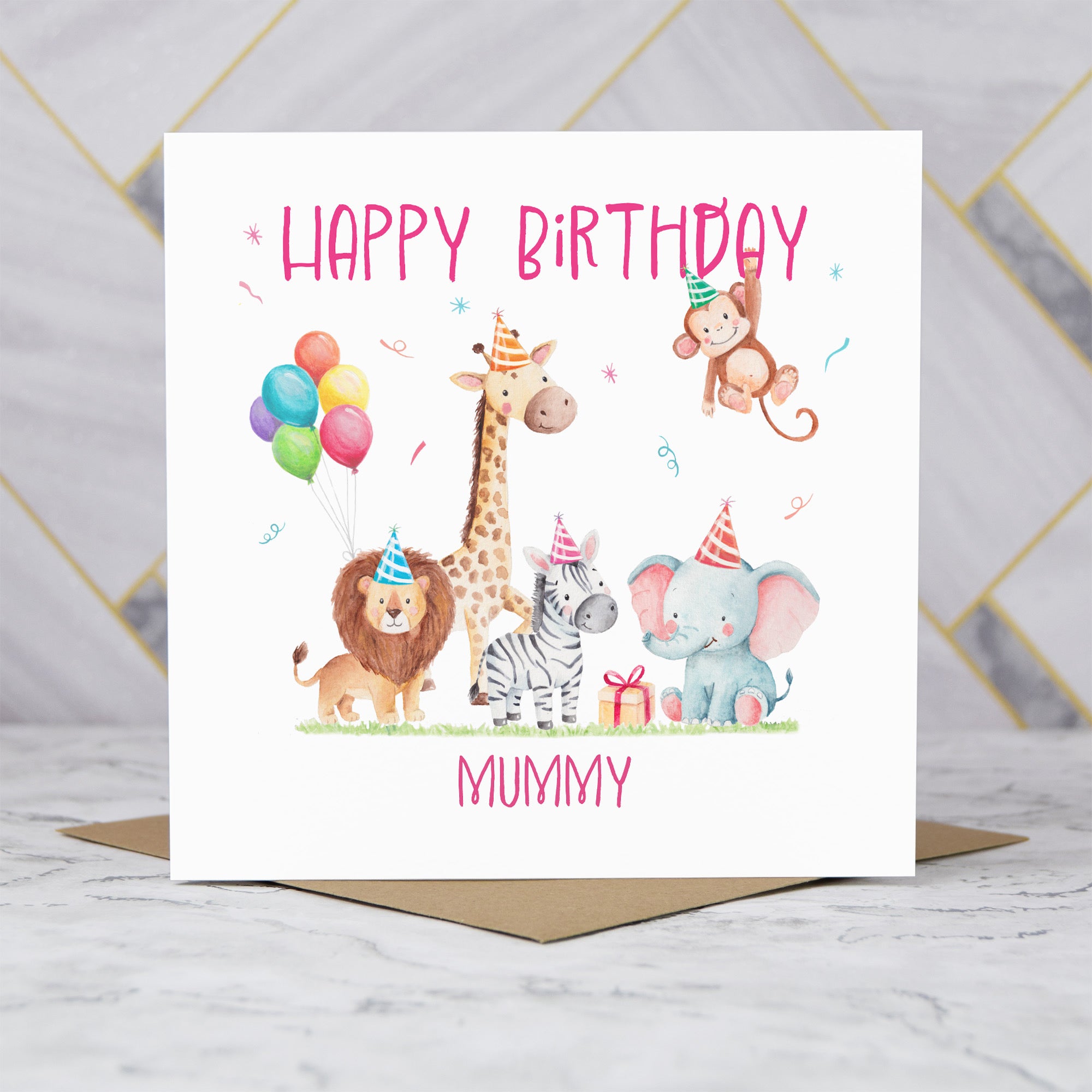 Mummy Birthday Card, Safari Animal Birthday Card For Girls, Cute Jungle Animals Card, Special Mummy (S00182) - Blank Inside - Sent To You (S00182)