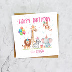 Cousin Birthday Card, Safari Animal Birthday Card For Girls, Cute Jungle Animals Card, Special Cousin (S00189) - Blank Inside - Sent To You (S00189)