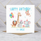Uncle Birthday Card, Safari Animal Birthday Card For Boys, Cute Jungle Animals Card, Special Uncle (S00191) - Blank Inside - Sent To You (S00191)