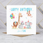Son Birthday Card, Safari Animal Birthday Card For Boys, Cute Jungle Animals Card, Special Son (S00194) - Blank Inside - Sent To You (S00194)