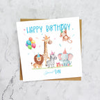 Son Birthday Card, Safari Animal Birthday Card For Boys, Cute Jungle Animals Card, Special Son (S00194) - Blank Inside - Sent To You (S00194)