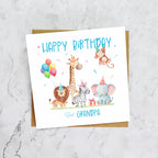 Grandpa Birthday Card, Safari Animal Birthday Card For Boys, Cute Jungle Animals Card, Special Grandpa (S00196) - Blank Inside - Sent To You (S00196)