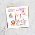 1st Birthday Card For Girl, Safari Animal Birthday Card Age 1, Jungle Animals First Birthday Card For Girls (S00199) - Blank Inside - Sent To You (S00199)