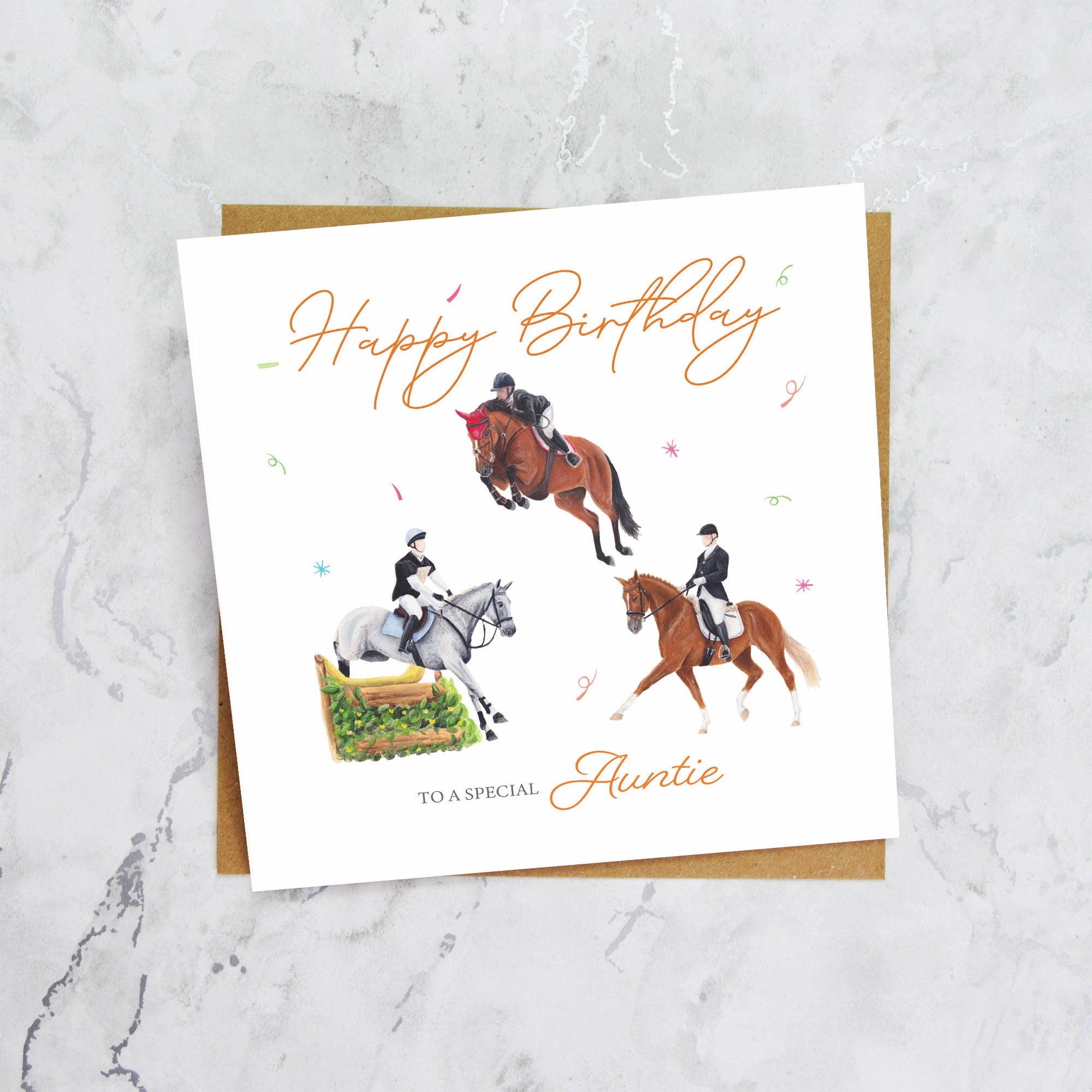Auntie Eventing Birthday Card, Horse Trials Birthday Card, Equestrian Greeting Card For Horse Rider (S00215) - Blank Inside - Sent To You (S00215)