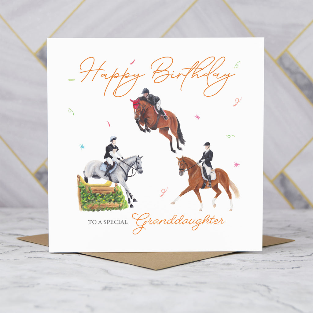 Granddaughter Eventing Birthday Card, Horse Trials Birthday Card, Equestrian Greeting Card For Horse Rider (S00216) - Blank Inside - Sent To You (S00216)