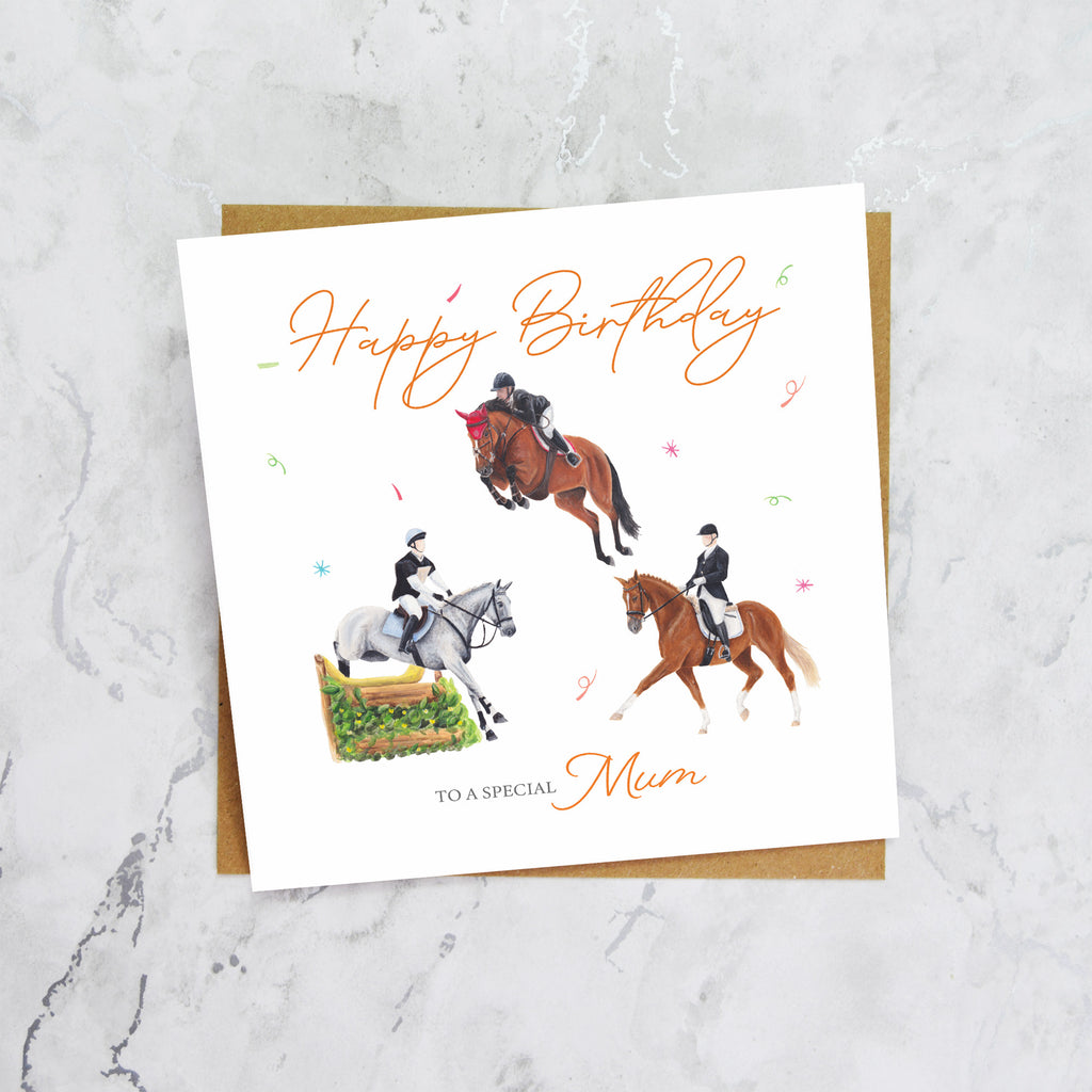 Mum Eventing Birthday Card, Horse Trials Birthday Card, Equestrian Greeting Card For Horse Rider (S00217) - Blank Inside - Sent To You (S00217)