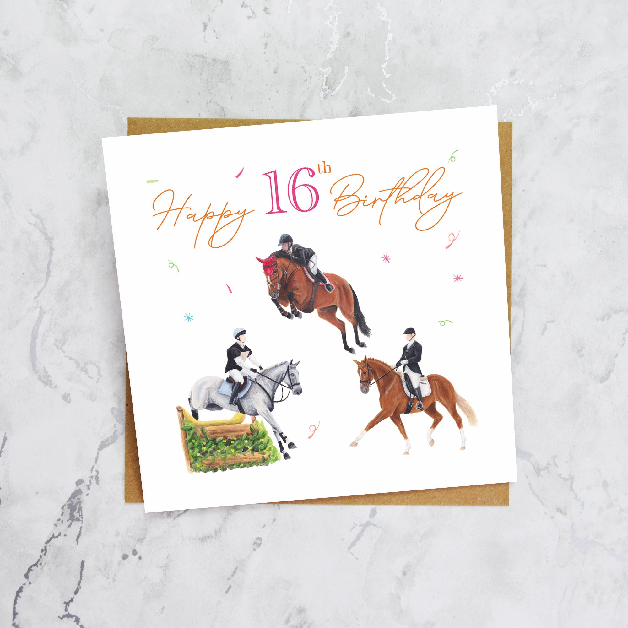 16th Birthday Card For Horse Lover, Eventing Birthday Card Age 16, Horse Trials Card For Equestrian Girl (S00228) - Blank Inside - Sent To You (S00228)