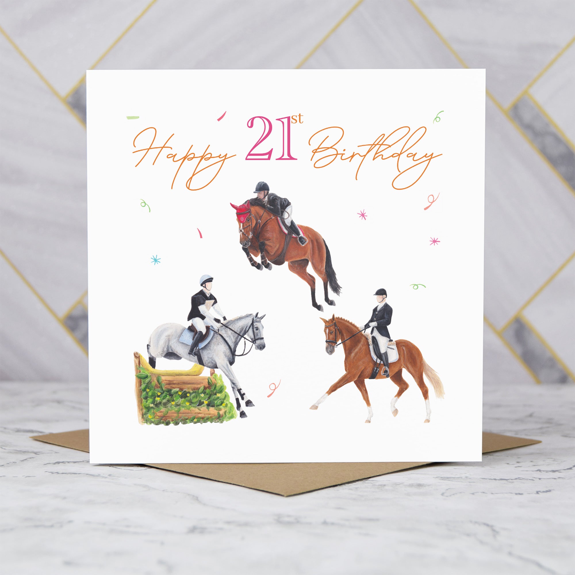 21st Birthday Card For Horse Lover, Eventing Birthday Card Age 21, Horse Trials Card For Equestrian Girl (S00230) - Blank Inside - Sent To You (S00230)