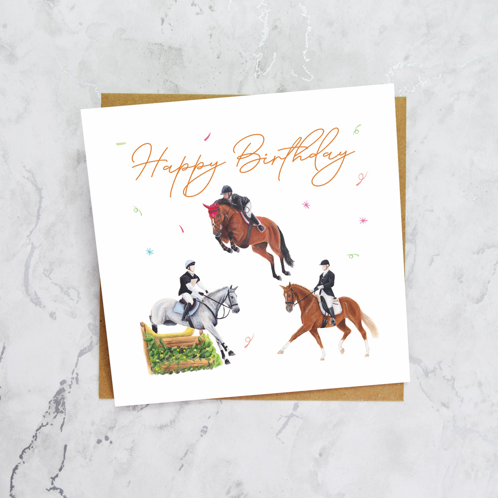 Eventing Birthday Card for Horse Lover, Horse Trials Birthday Card, Equestrian Greeting Card For Rider (S00243) - Blank Inside - Sent To You (S00243)