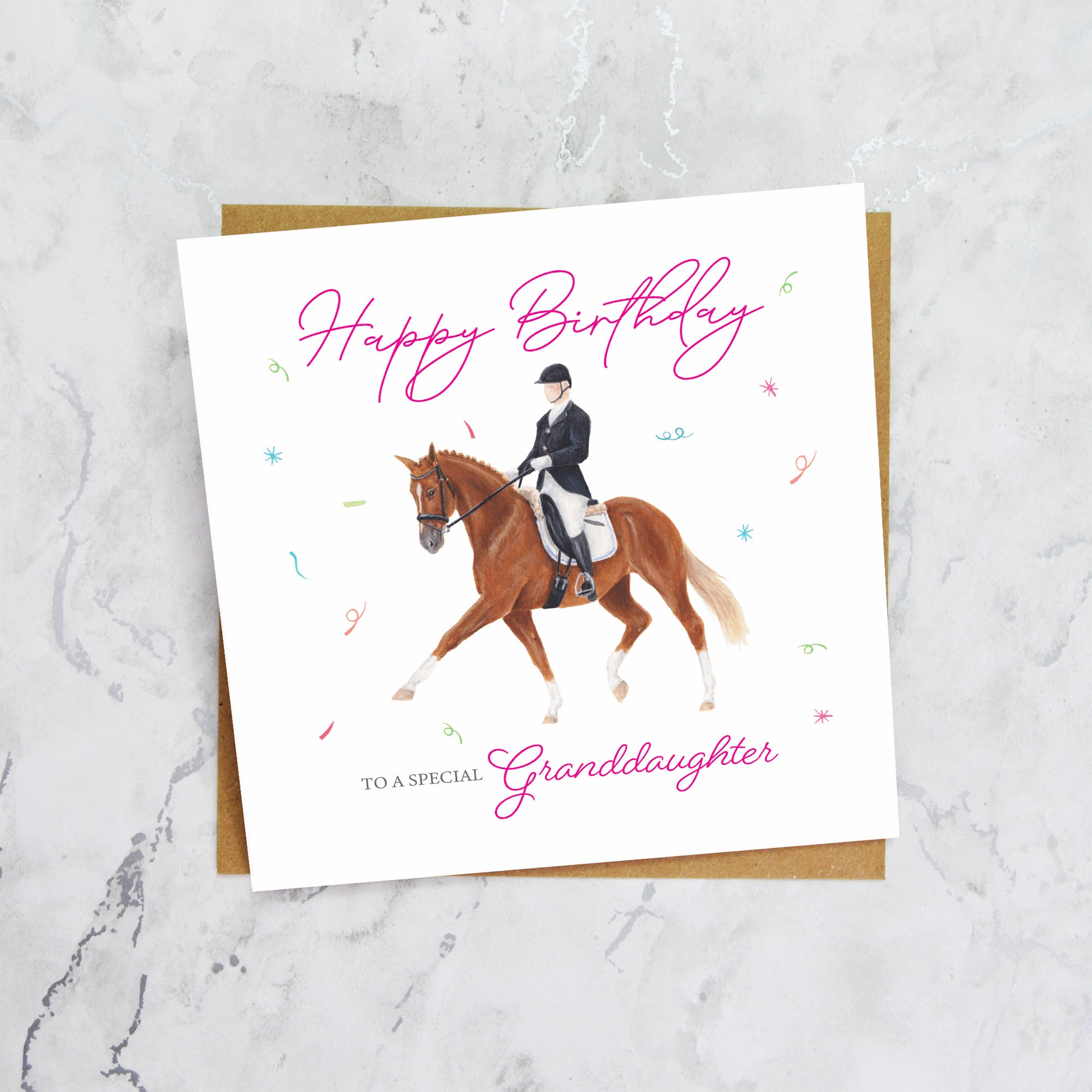 Granddaughter Birthday Card For Dressage Rider, Equestrian Birthday Card, Horse Lover Greeting Card For Granddaughter (S00245) - Blank Inside - Sent To You (S00245)