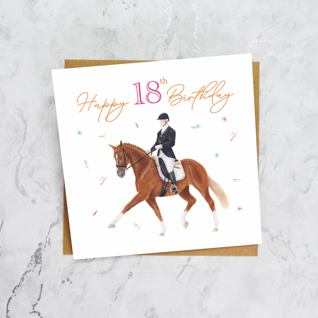 18th Birthday Card For Dressage Rider, Horse Birthday Card Age 18, Equestrian Card For Horse Loving Girl (S00258) - Blank Inside - Sent To You (S00258)