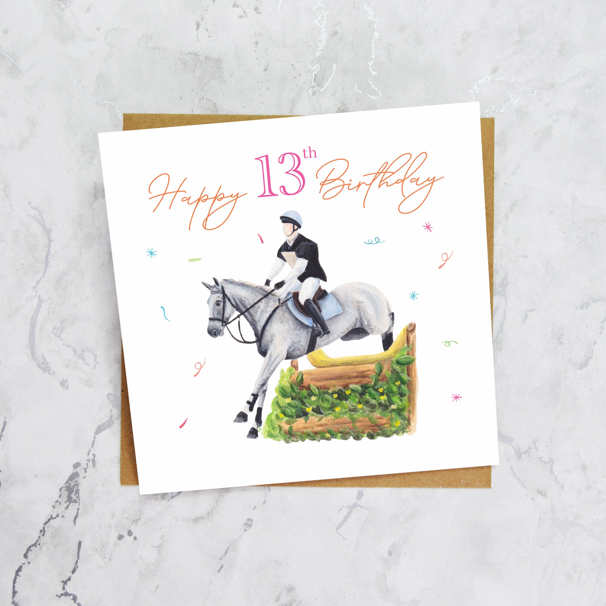 13th Birthday Card For Horse Lover, Cross Country Horse Birthday Card Age 13, Equestrian Card For Horse Rider (S00286) - Blank Inside - Sent To You (S00286)