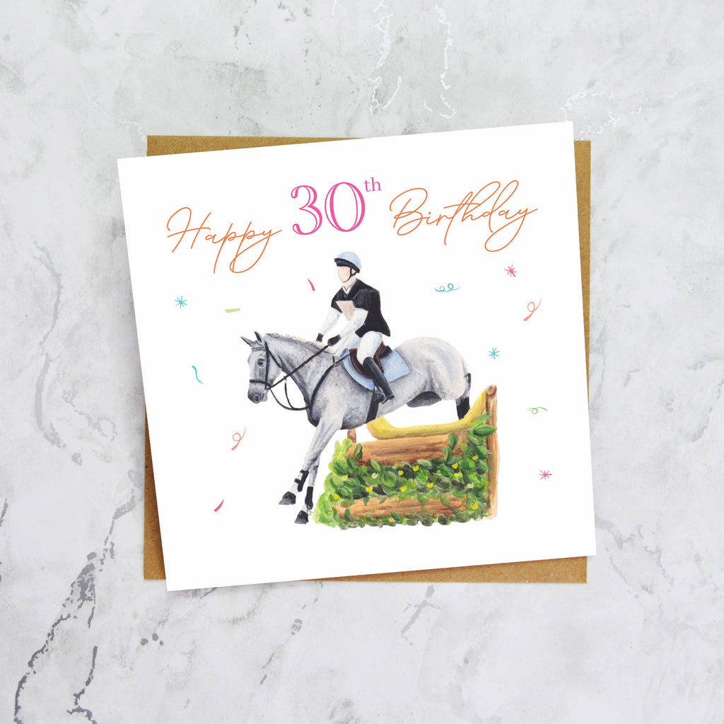 30th Birthday Card For Horse Lover, Cross Country Horse Birthday Card Age 30, Equestrian Card For Horse Rider (S00290) - Blank Inside - Sent To You (S00290)