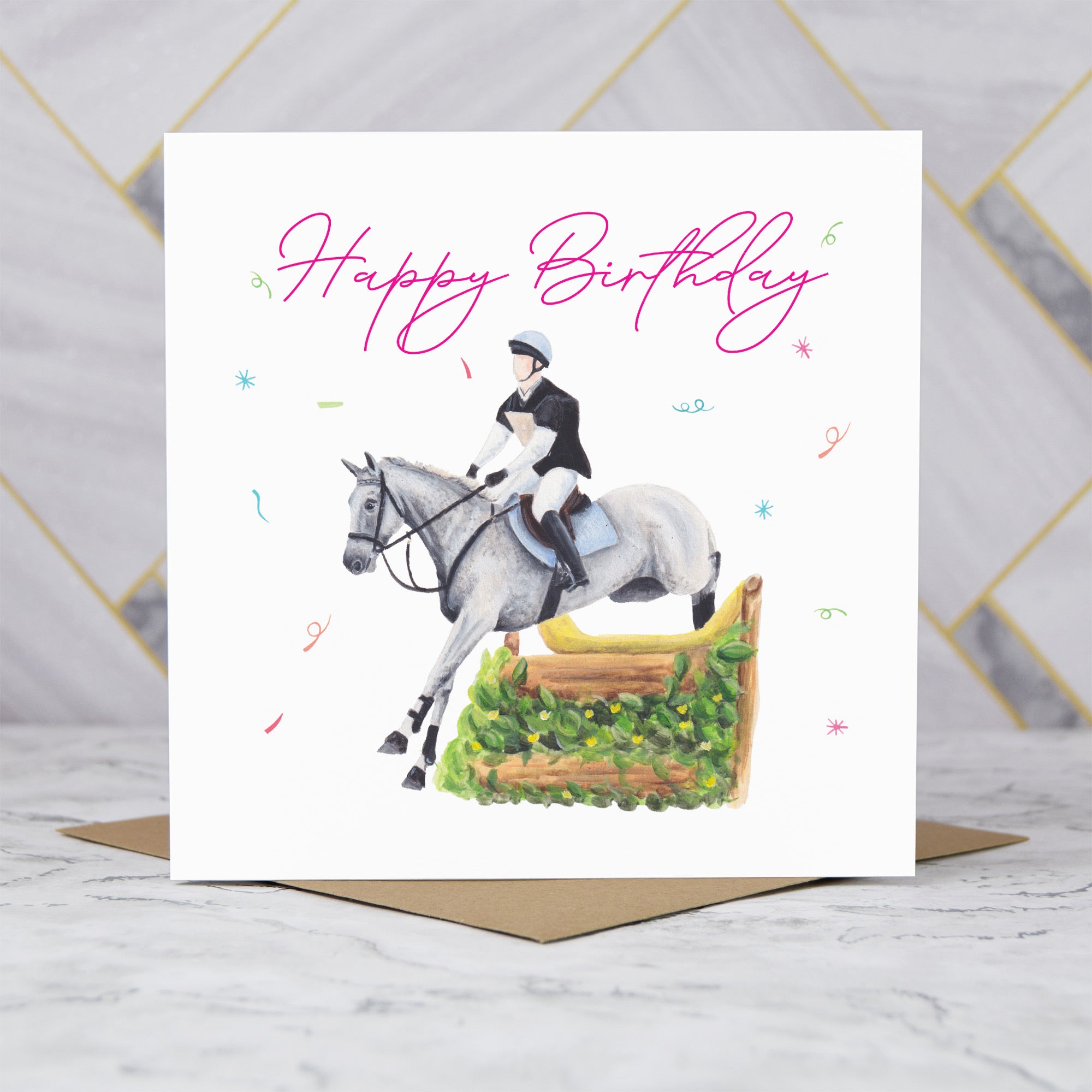 Cross Country Horse Birthday Card For Horse Lover, Equestrian Birthday Card, XC Riding Greeting Card (S00302) - Blank Inside - Sent To You (S00302)