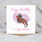 Granddaughter Birthday Card For Horse Lover, Show Jumping Horse Birthday Card, Equestrian Greeting Card (S00303) - Blank Inside - Sent To You (S00303)