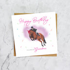 Grandma Birthday Card For Horse Lover, Show Jumping Horse Birthday Card, Equestrian Greeting Card (S00304) - Blank Inside - Sent To You (S00304)
