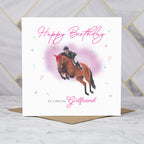Girlfriend Birthday Card For Horse Lover, Cross Country Eventing Horse Birthday Card, Equestrian Greeting Card (S00306) - Blank Inside - Sent To You (S00306)
