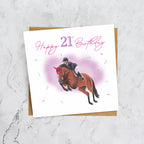 21st Birthday Card For Horse Lover, Show Jumping Horse Birthday Card Age 21, Equestrian Card For Horse Rider (S00318) - Blank Inside - Sent To You (S00318)