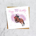 70th Birthday Card For Horse Lover, Show Jumping Horse Birthday Card Age 70 Equestrian Card For Horse Rider (S00324) - Blank Inside - Sent To You (S00324)