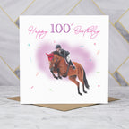 100th Birthday Card For Horse Lover, Show Jumping Horse Birthday Card Age 100, Equestrian Card For Horse Rider (S00330) - Blank Inside - Sent To You (S00330)