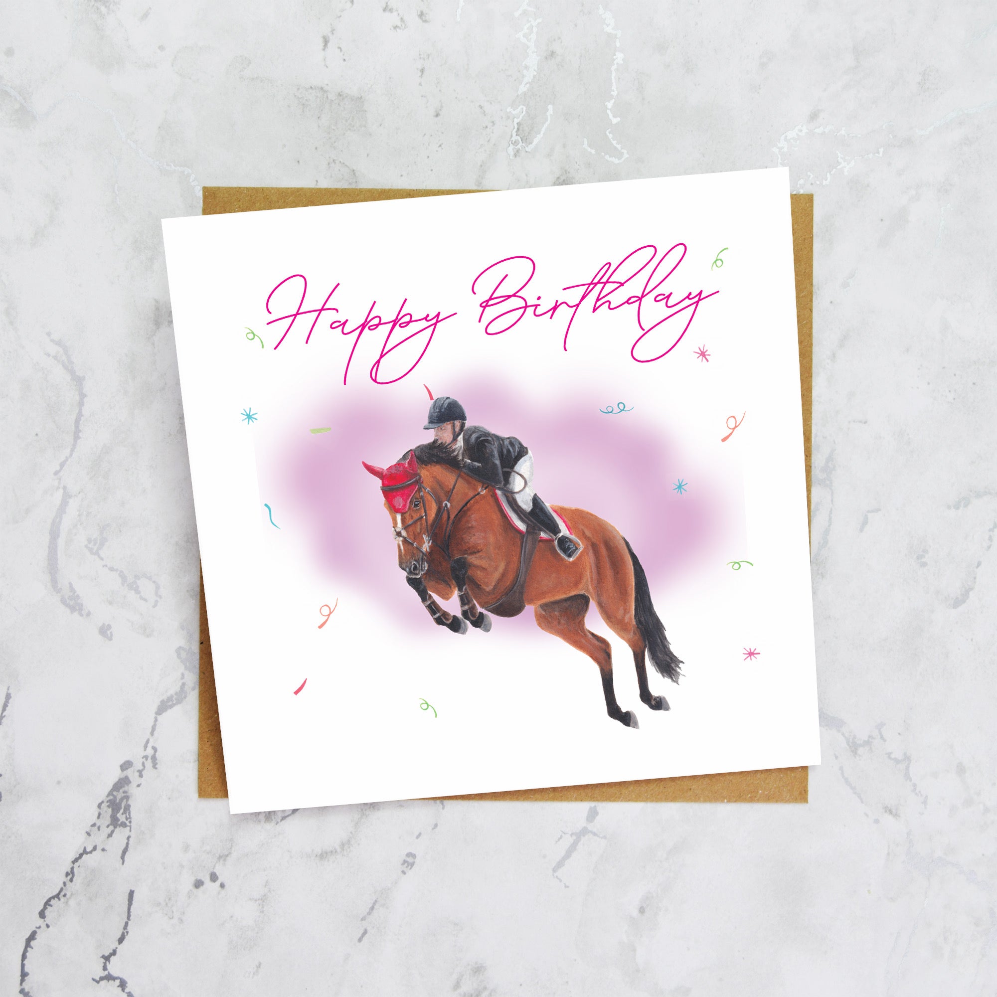 Show Jumping Horse Birthday Card For Horse Lover, Equestrian Birthday Card, XC Riding Greeting Card (S00331) - Blank Inside - Sent To You (S00331)