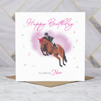 Nan Birthday Card For Horse Lover, Show Jumping Horse Birthday Card, Equestrian Greeting Card (S00332) - Blank Inside - Sent To You (S00332)