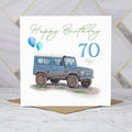 70th Birthday Card For Land Rover Defender Lover, Blue 4x4 Off Road Card, Classic Defender Age 70 Birthday Card (S00372) - Blank Inside - Sent To You (S00372)