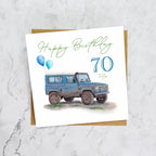 70th Birthday Card For Land Rover Defender Lover, Blue 4x4 Off Road Card, Classic Defender Age 70 Birthday Card (S00372) - Blank Inside - Sent To You (S00372)