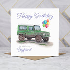 Boyfriend Birthday Card For Land Rover Defender Lover, Green 4x4 Off Road Birthday Card, Classic Defender Card For Boyfriend (S00385) - Blank Inside - Sent To You (S00385)