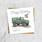 Boyfriend Birthday Card For Land Rover Defender Lover, Green 4x4 Off Road Birthday Card, Classic Defender Card For Boyfriend (S00385) - Blank Inside - Sent To You (S00385)