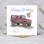 Cousin Birthday Card For Land Rover Defender Lover, Red 4x4 Off Road Birthday Card, Classic Defender Card For Cousin (S00411) - Blank Inside - Sent To You (S00411)