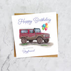Boyfriend Birthday Card For Land Rover Defender Lover, Red 4x4 Off Road Birthday Card, Classic Defender Card For Boyfriend (S00412) - Blank Inside - Sent To You (S00412)