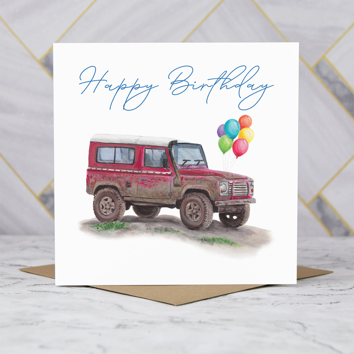 Land Rover Defender Birthday Card, Green 4x4 Off Road Birthday Card, Classic Defender Card For Car Lover (S00433) - Blank Inside - Sent To You (S00433)
