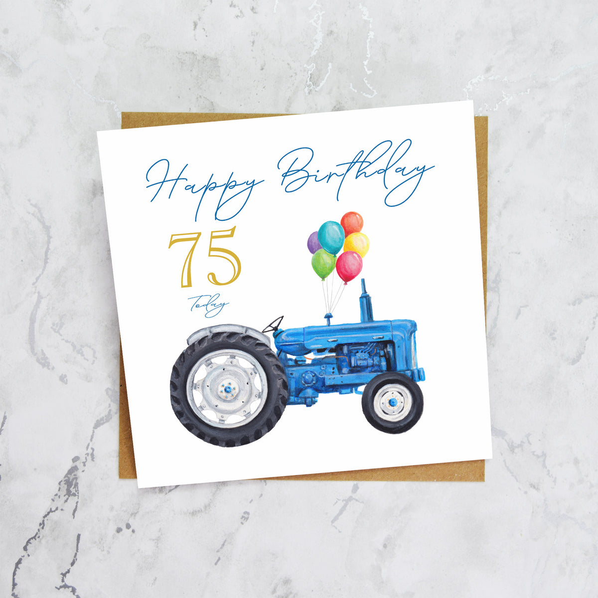 75th Birthday Card For Tractor Lover, Blue Vintage Tractor Card, Farmer 75th Birthday Card, Farming Card (S00454) - Blank Inside - Sent To You (S00454)