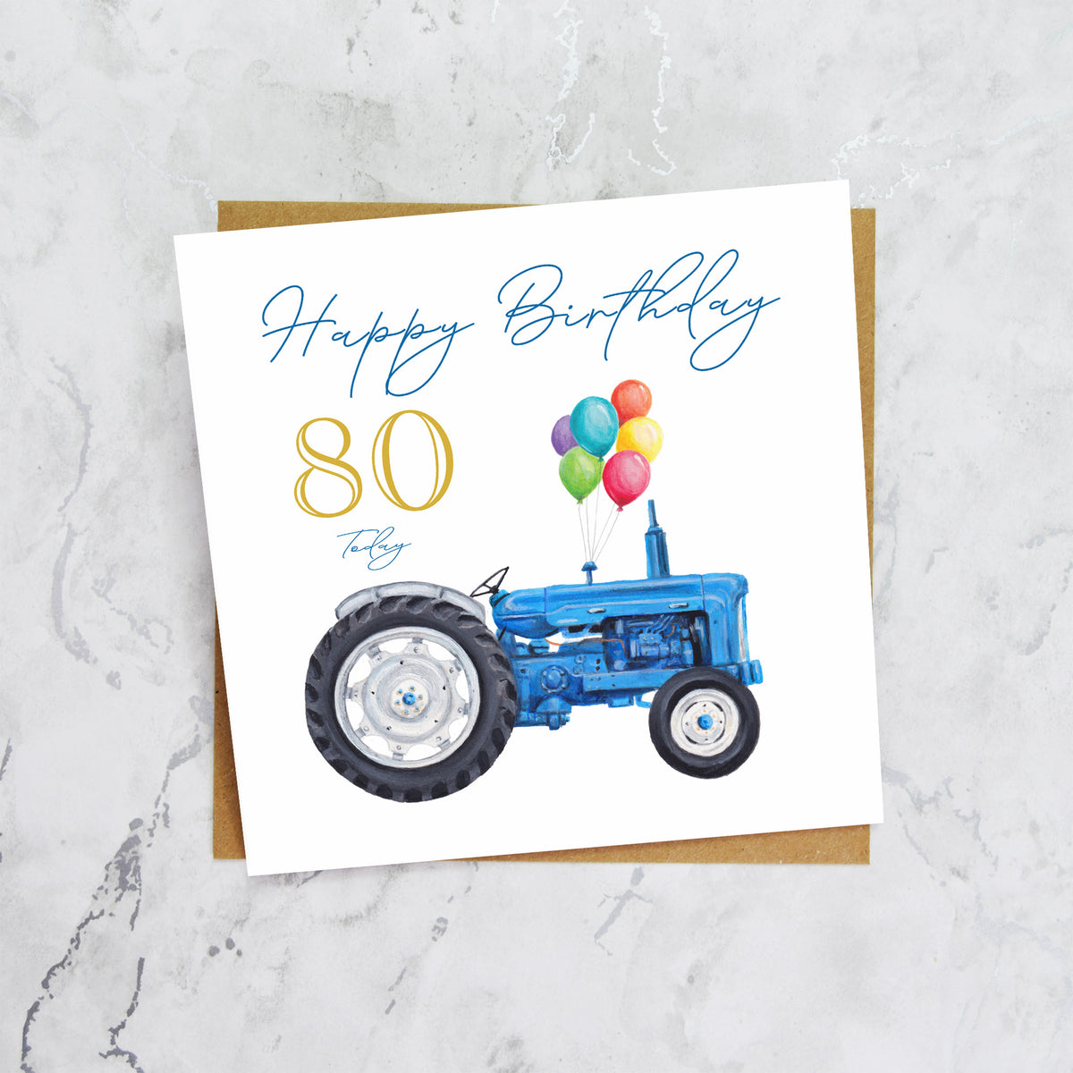 80th Birthday Card For Tractor Lover, Blue Vintage Tractor Card, Farmer 80th Birthday Card, Farming Card (S00455) - Blank Inside - Sent To You (S00455)