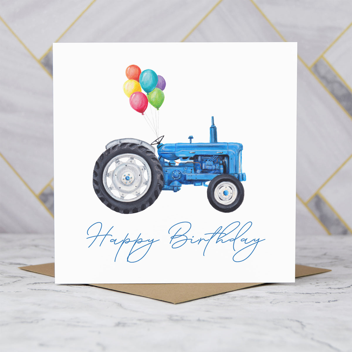 Tractor Birthday Card, Blue Vintage Tractor Card, Farmer Birthday Card, Farming Greeting Card For Tractor Lover (S00460) - Blank Inside - Sent To You (S00460)