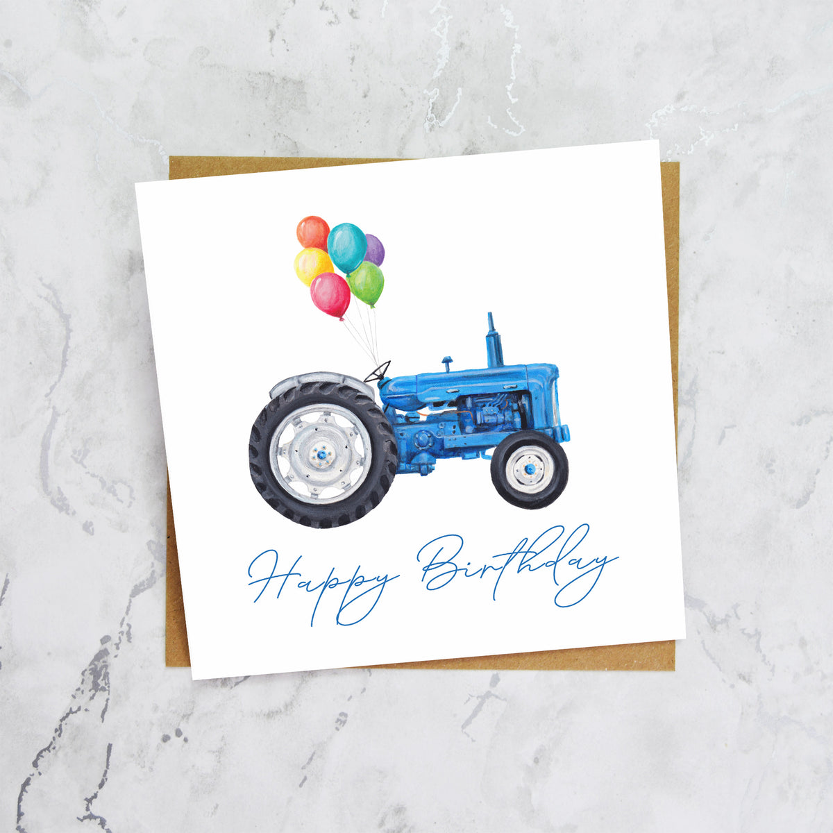 Tractor Birthday Card, Blue Vintage Tractor Card, Farmer Birthday Card, Farming Greeting Card For Tractor Lover (S00460) - Blank Inside - Sent To You (S00460)