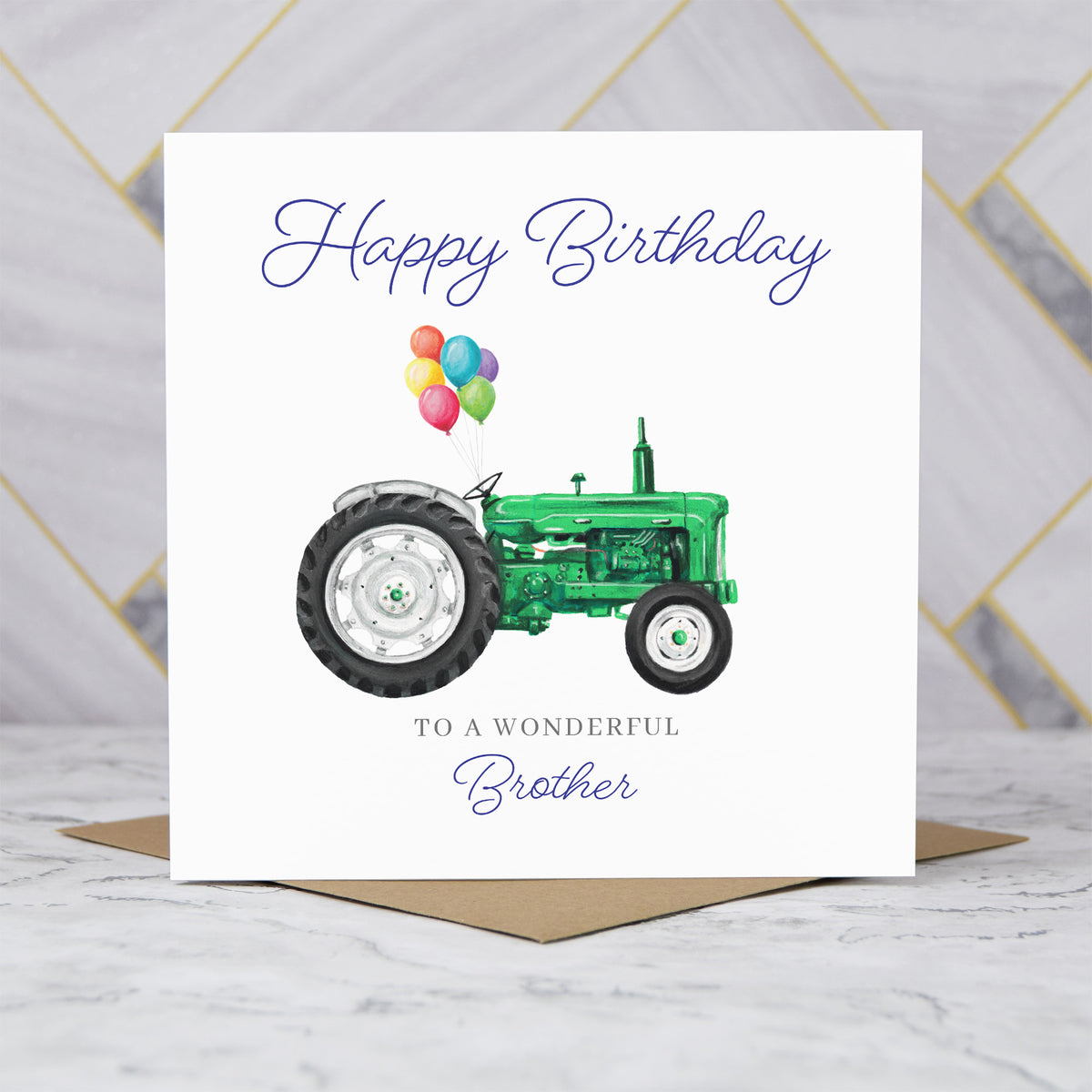 Brother Birthday Card For Tractor Lover, Green Vintage Tractor Birthday Card, Farming Card For Brother, Farmer Birthday Card (S00463) - Blank Inside - Sent To You (S00463)