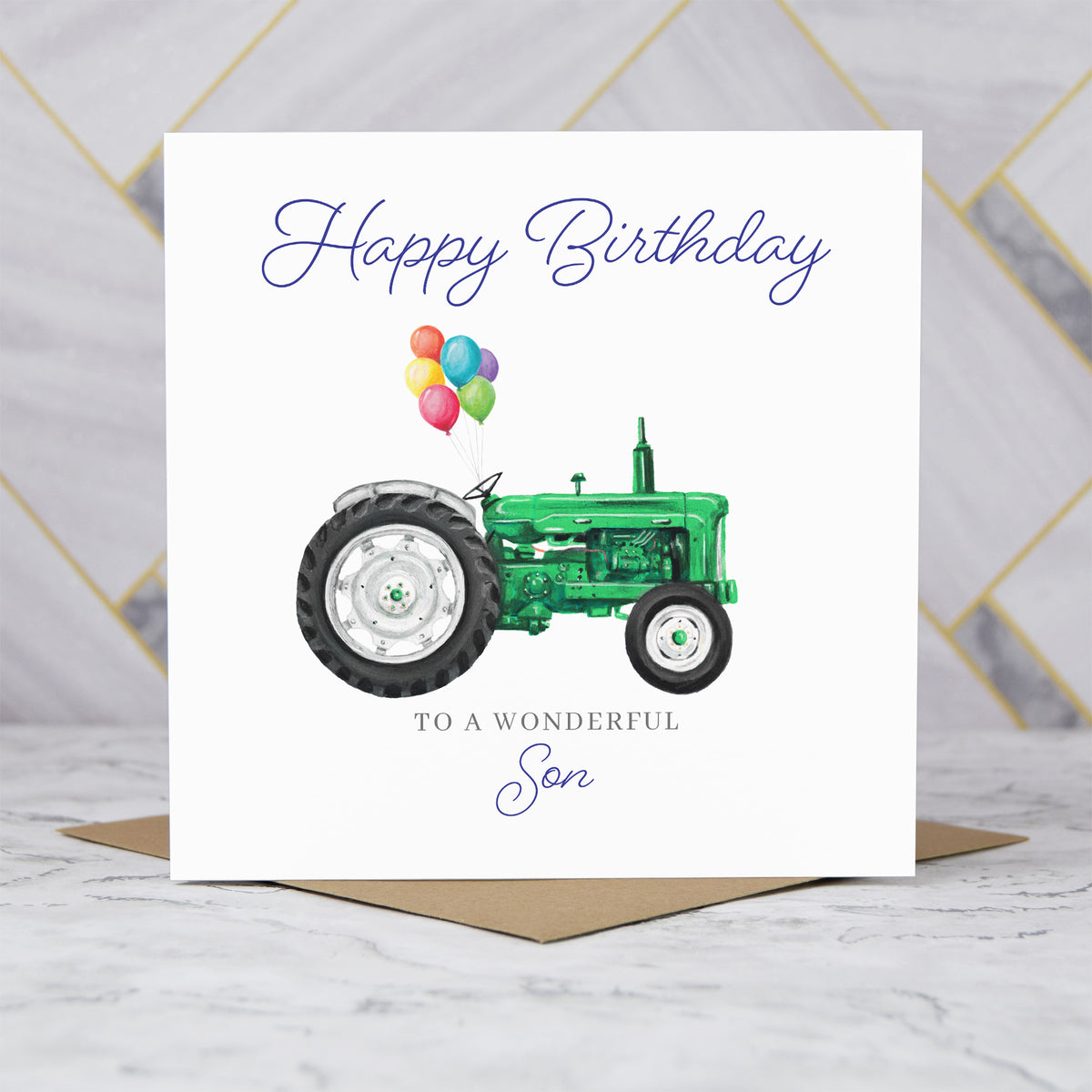 Son Birthday Card For Tractor Lover, Green Vintage Tractor Birthday Card, Farming Card For Son, Farmer Birthday Card (S00464) - Blank Inside - Sent To You (S00464)