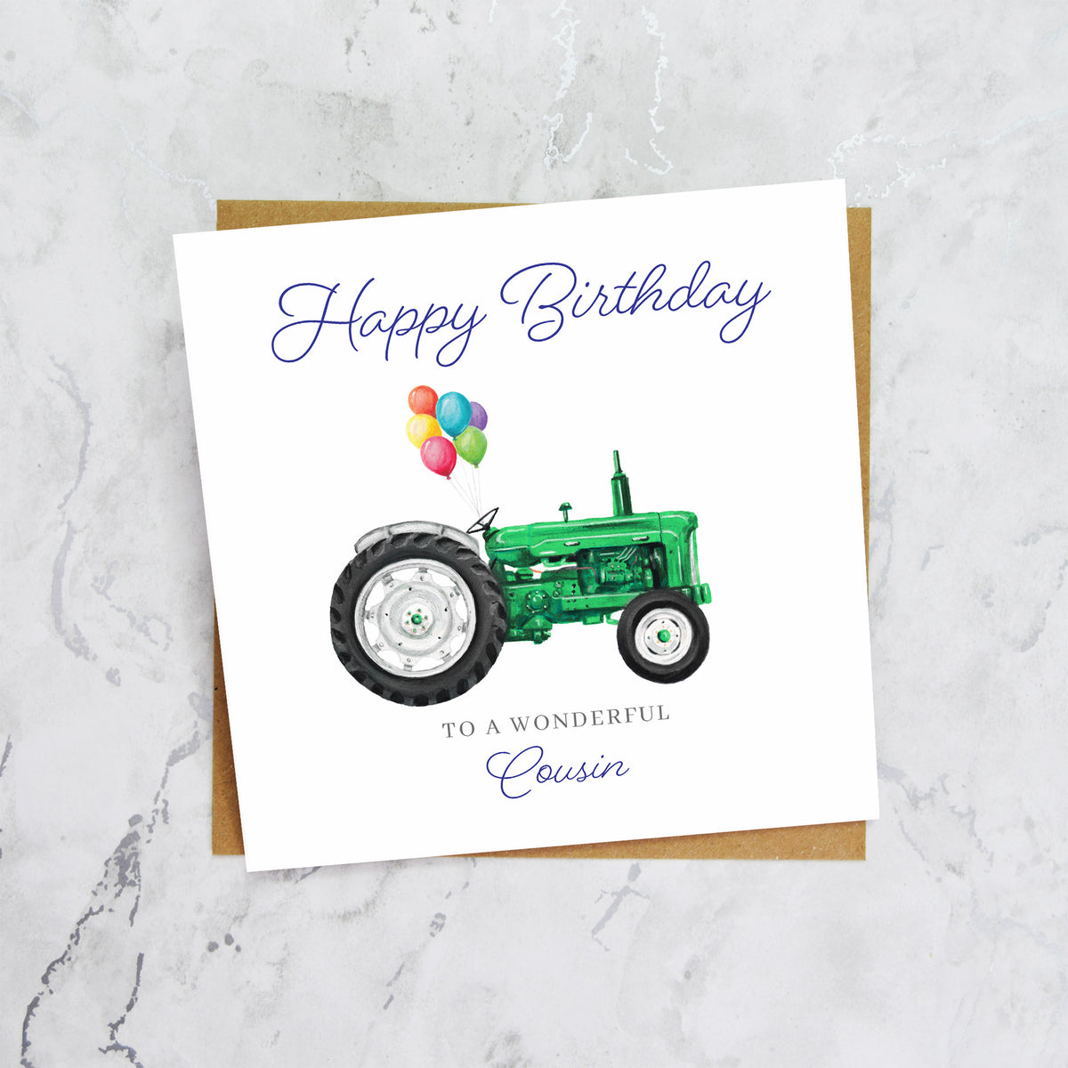 Cousin Birthday Card For Tractor Lover, Green Vintage Tractor Birthday Card, Farming Card For Cousin, Farmer Birthday Card (S00465) - Blank Inside - Sent To You (S00465)