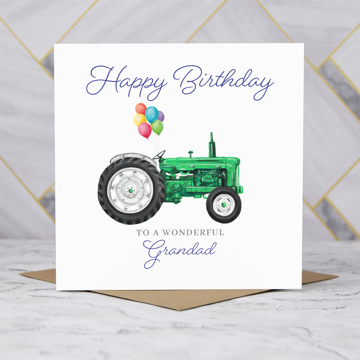 Grandad Birthday Card For Tractor Lover, Green Vintage Tractor Birthday Card, Farming Card For Grandad, Farmer Birthday Card (S00468) - Blank Inside - Sent To You (S00468)