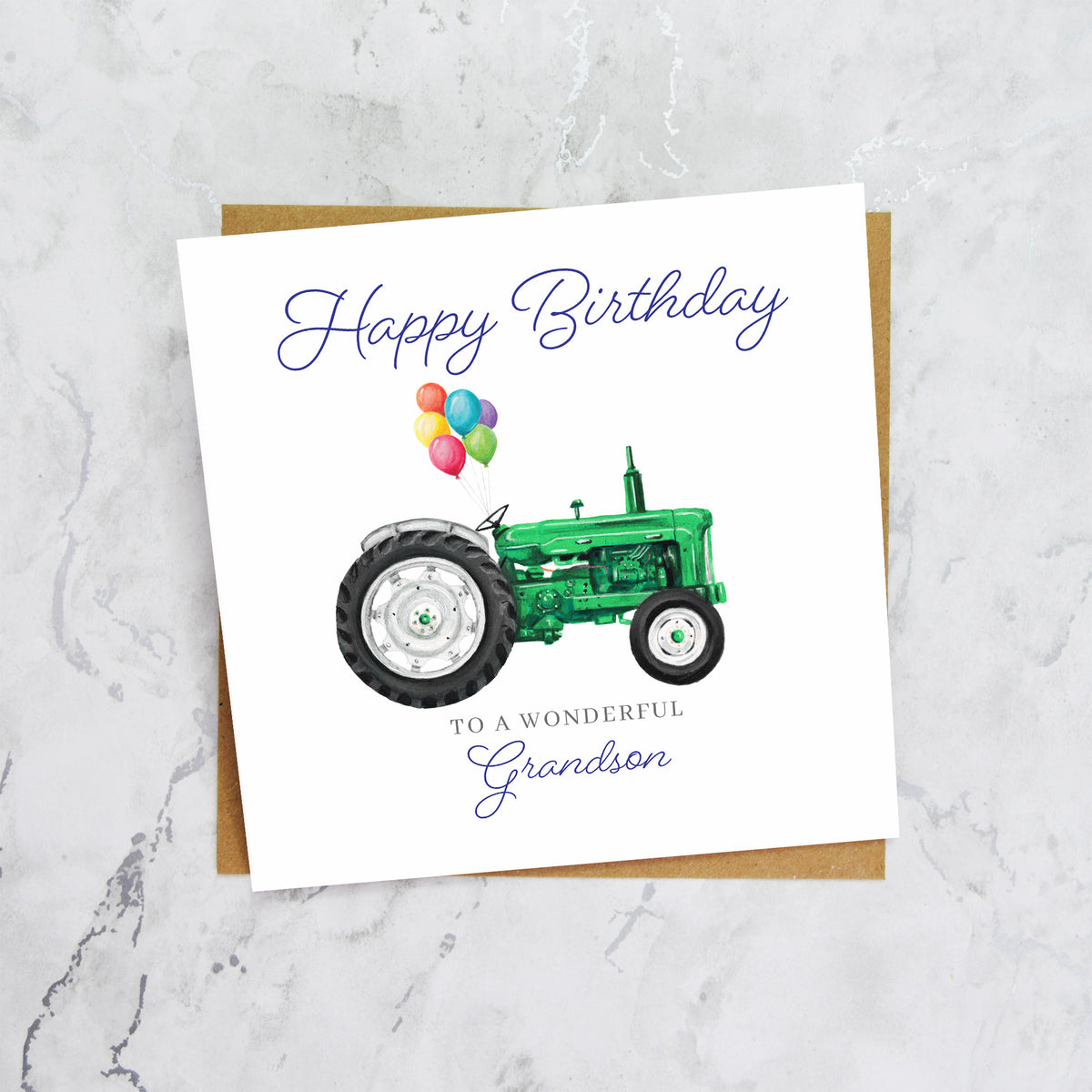 Grandson Birthday Card For Tractor Lover, Green Vintage Tractor Birthday Card, Farming Card For Grandson, Farmer Birthday Card (S00469) - Blank Inside - Sent To You (S00469)