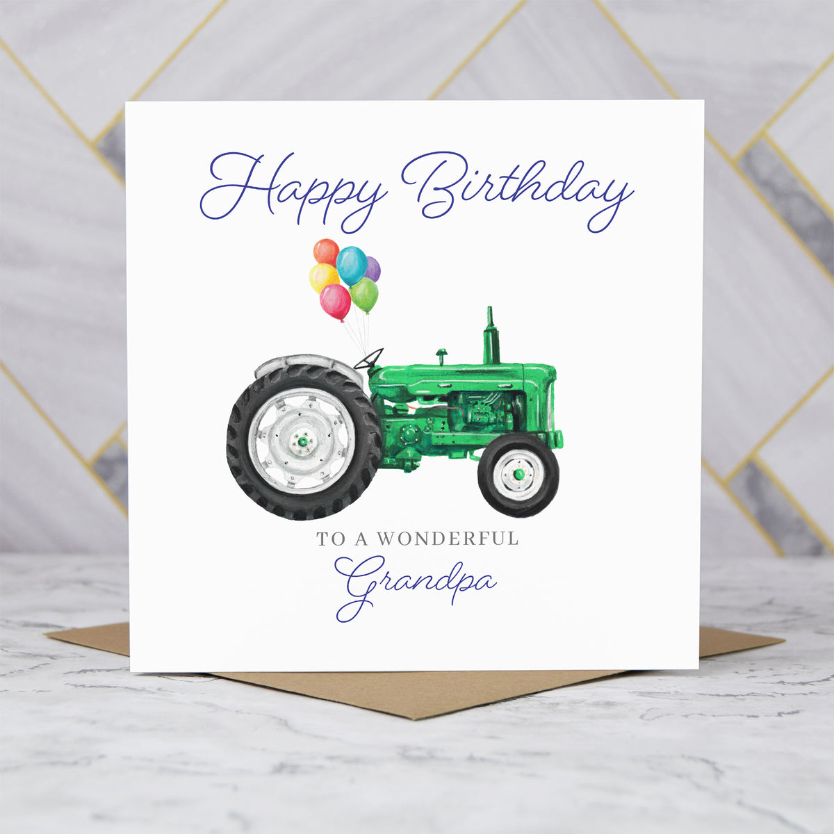 Grandpa Birthday Card For Tractor Lover, Green Vintage Tractor Birthday Card, Farming Card For Grandpa, Farmer Birthday Card (S00472) - Blank Inside - Sent To You (S00472)