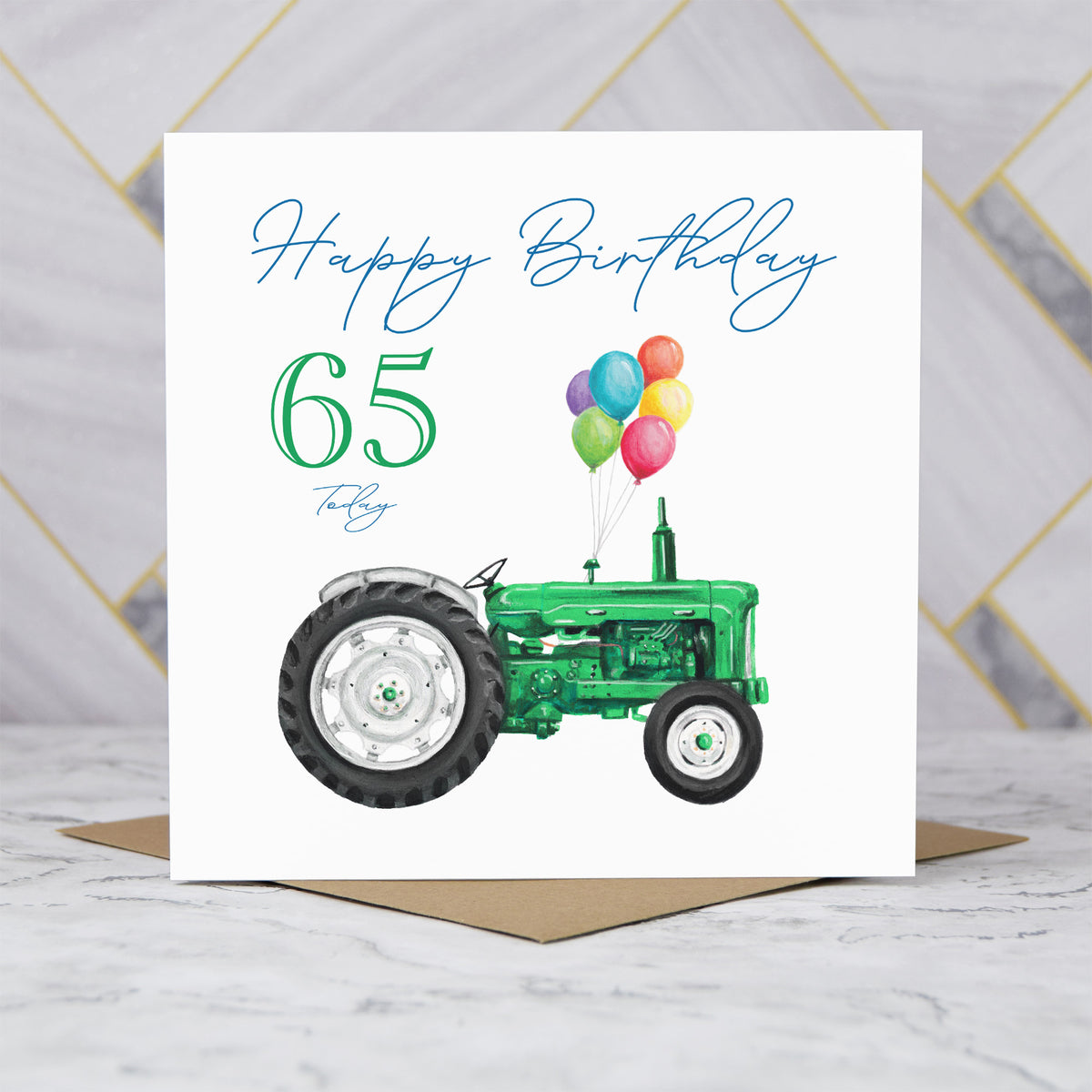 65th Birthday Card For Tractor Lover, Green Vintage Tractor Card, Farmer 65th Birthday Card, Farming Card (S00479) - Blank Inside - Sent To You (S00479)