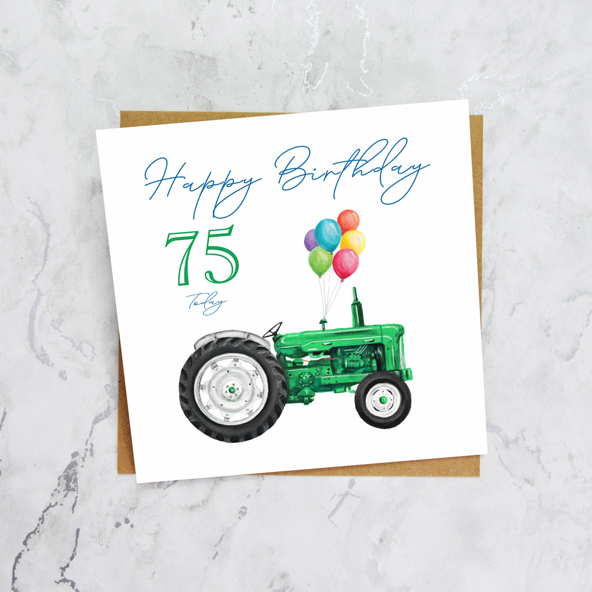 75th Birthday Card For Tractor Lover, Green Vintage Tractor Card, Farmer 75th Birthday Card, Farming Card (S00481) - Blank Inside - Sent To You (S00481)