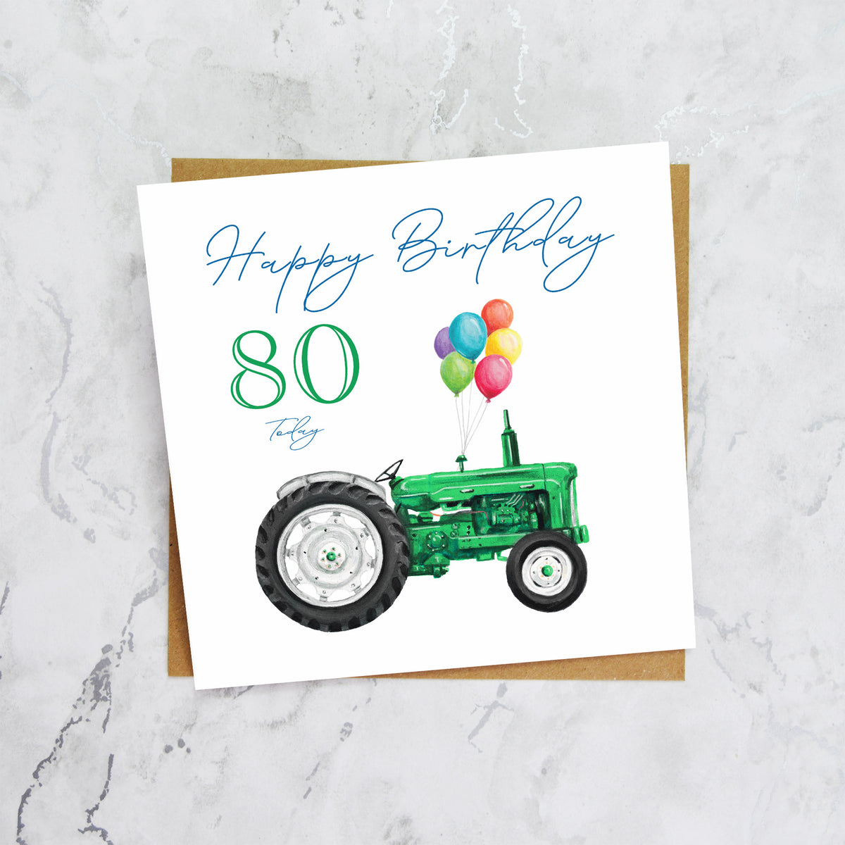 80th Birthday Card For Tractor Lover, Green Vintage Tractor Card, Farmer 80th Birthday Card, Farming Card (S00482) - Blank Inside - Sent To You (S00482)