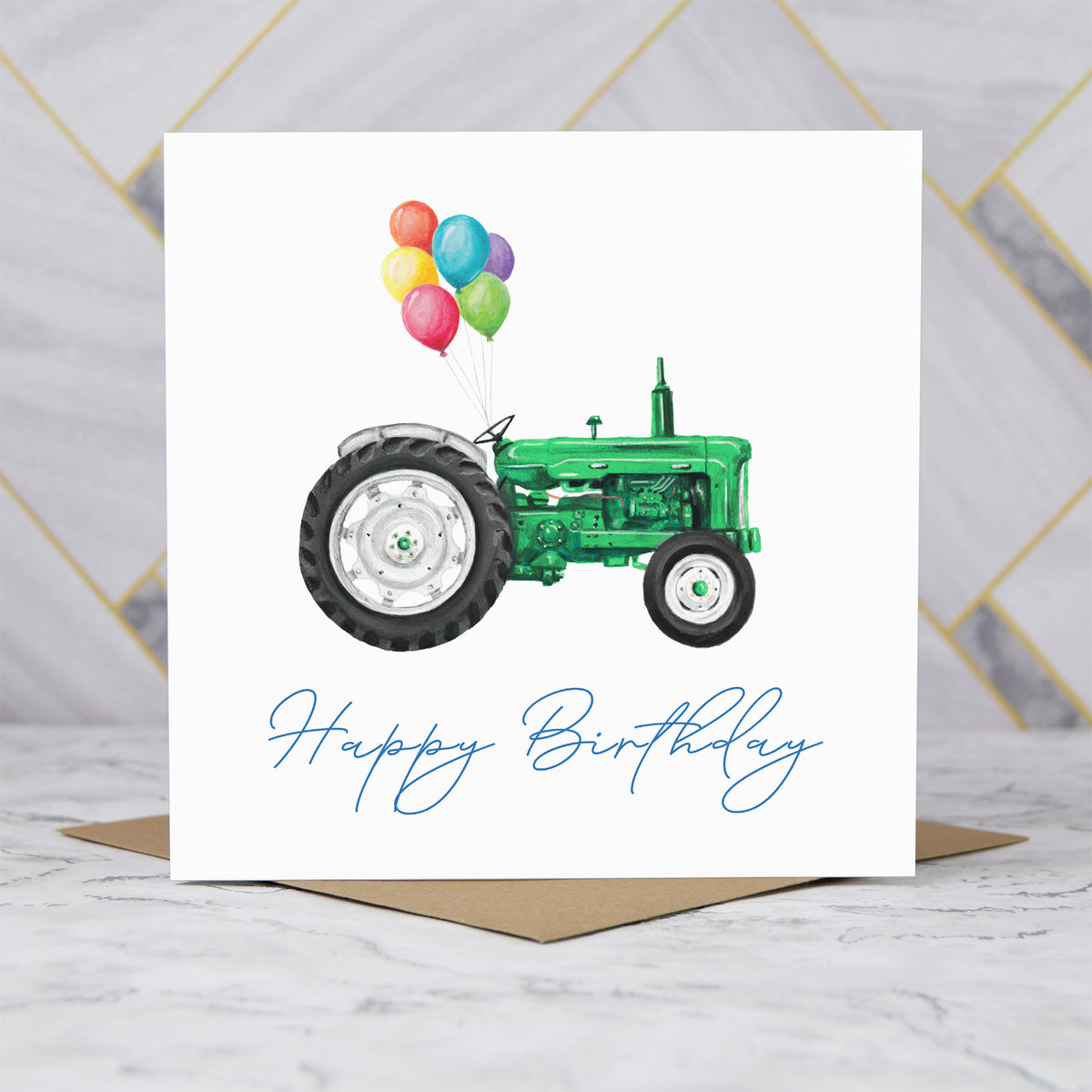 Tractor Birthday Card, Green Vintage Tractor Card, Farmer Birthday Card, Farming Greeting Card For Tractor Lover (S00487) - Blank Inside - Sent To You (S00487)